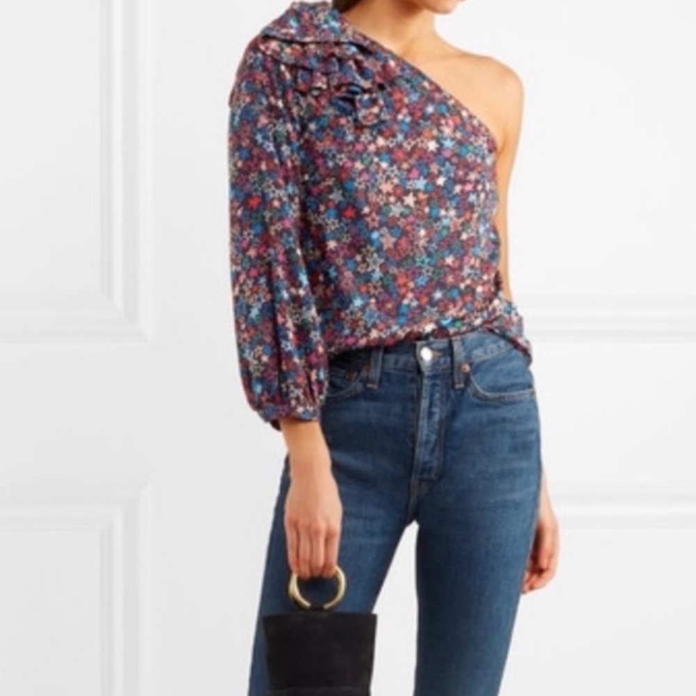 EEUC J. Crew Kaleidoscope Star One Shoulder Blouse - Picture 3 of 10